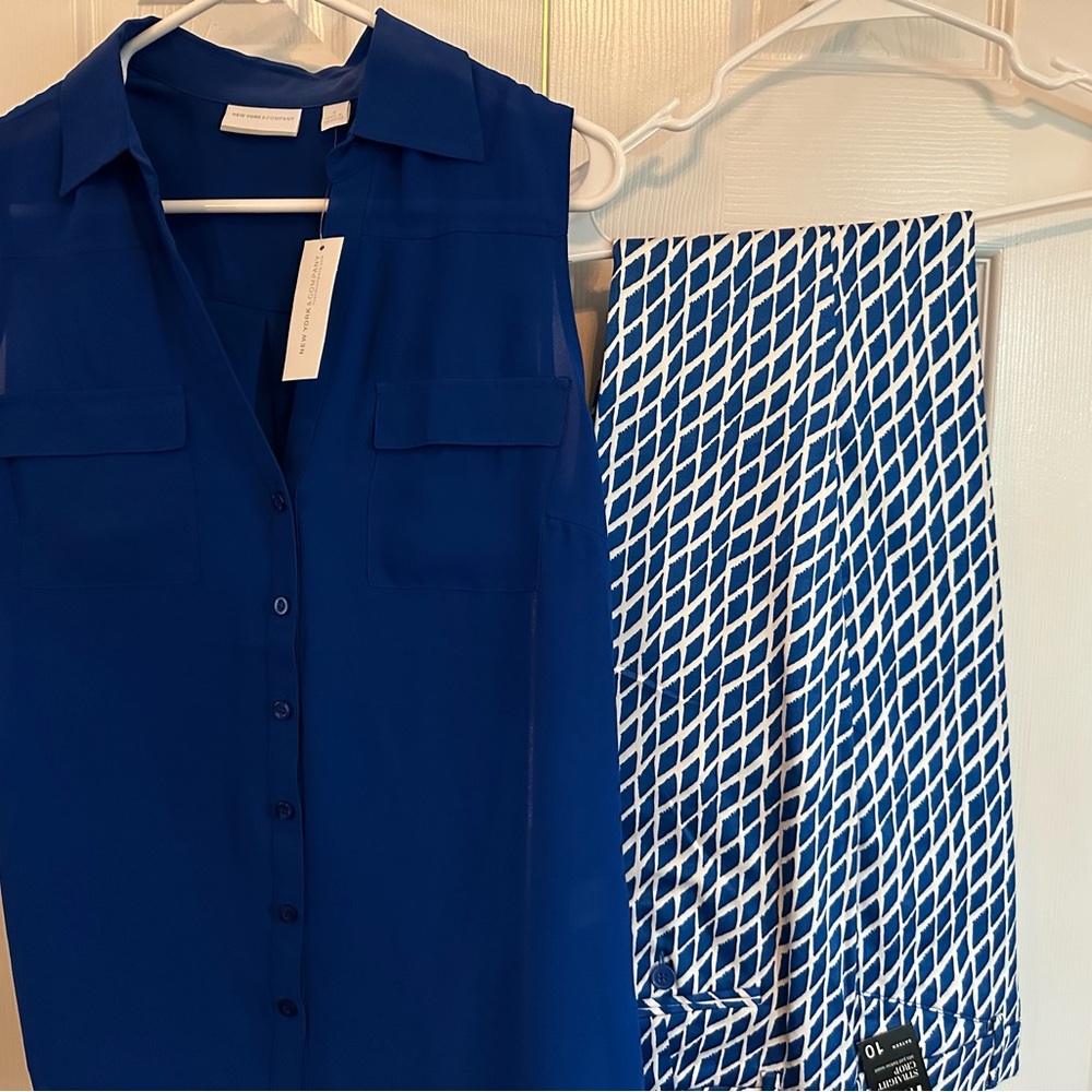 New York & Company Vibrant Blue Top and pants